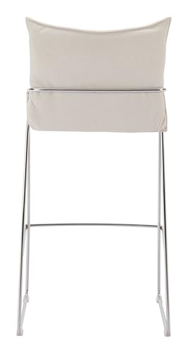 Zuo Pola Butaco Blanco, estilo Moderno, tela de lino sintético, acero cromado, asiento cómodo, 19.7" An x 21.3" Prof x 40.4" Alt miniatura 6