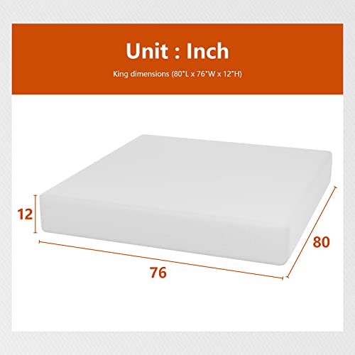 Image of PayLessHere | 12 Inch King Mattress | Medium Firm Base Foam Mattress