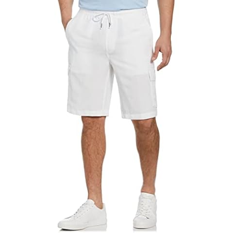 Cubavera Men's Cubavera Men'S 10 Inch Linen Blend Pull-On Drawstring Cargo Short, Classic Fit , Brilliant White, X-Large Cover
