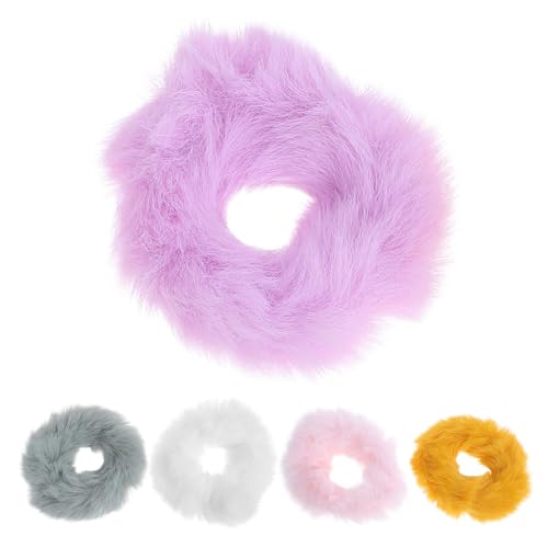 NOLITOY Set 5Pezzi Elastici per Chioma in Peluche Design Chic e Semplice, Fermacoda in Pelliccia Sintetica Morbida per Adulti, Accessori Chioma Eleganti per Impiego Quotidiano