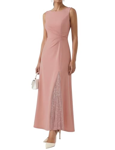 Aupuls Maxi Women's Formal Dresses Boat Neck Wedding Guest Dresses