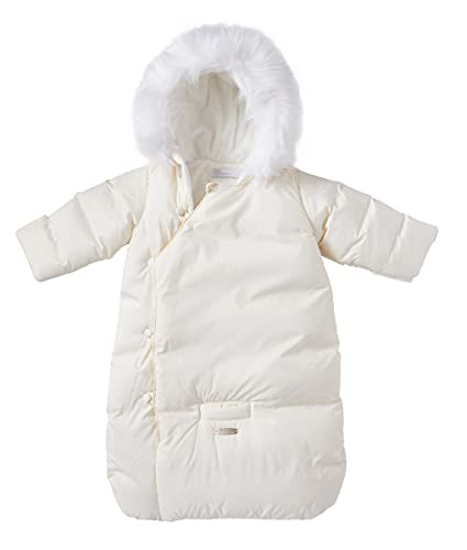 Cremson Girls Boys Newborn Infant Baby Puffer Carbag Pram Bag Snowsuit Bunting - Cream Button (Size 0-6 Months)