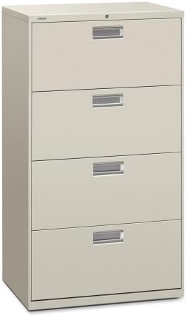 HON 600 Series Standard Lateral Files w/Locks-4 Drawer Lateral File W/Lock, 30"x19-1/4"x53-1/4", Gray