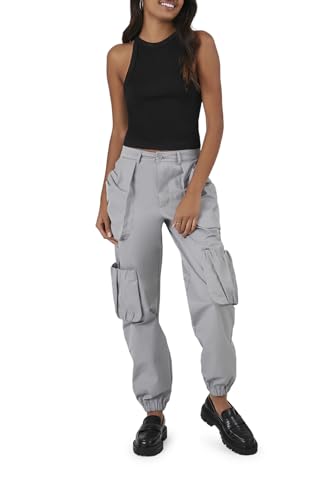 Forever 21 Ruched Pocket Joggers Pantaloni Casual, Grigio Porto, M Donna