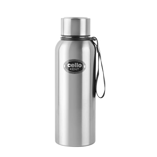 Cello Kent 550 Insulated Stainless Steel Flask 550 ml Silver | Double Wall, Vacuum Insulated, 24 Hrs Hot & Cold | Leakproof, Rust Proof Hot Water Flask for Office, Gym, Travel, Picnic & Daily Use