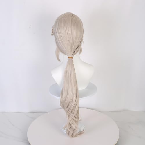 Gray with Blue Long Wig for Lynette Cosplay From Game Genshin Impact Synthetic Heat-Resistant Hair - Image 4