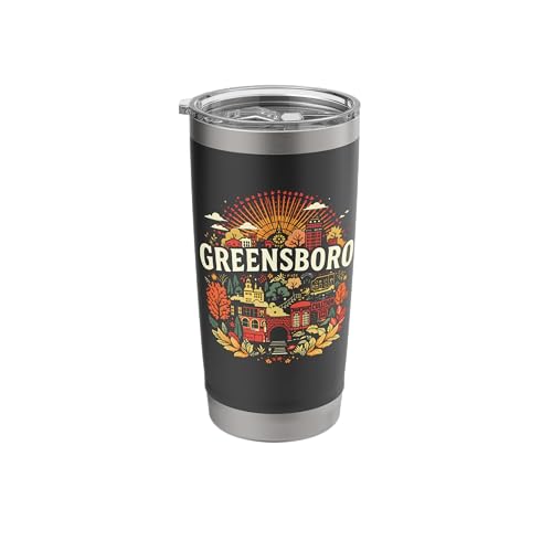 Vintage Greensboro North Carolina Sunset Skyline Cityscape Stainless Steel Insulated Tumbler