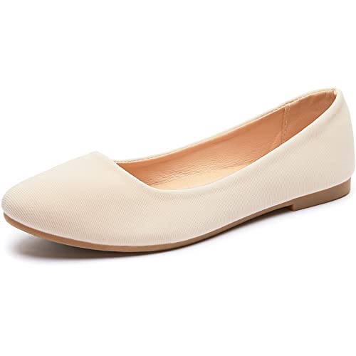 Image of Obtaom Round Toe Women Flat Shoes Slip on Girls Dress Black Ballet Flats