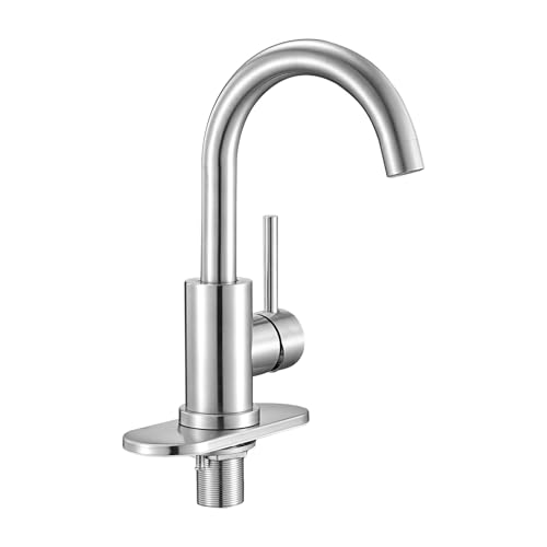 VEVOR Single Handle Sink Faucet, Kitchen Faucet Brushed Nickel Single Handle, Kitchen Water Faucets with Anti-Splash Aerator, Suitable for Bathroom, RV, Bar Sink, Public Restroom, High Arc Spout by VEVOR - Image 3
