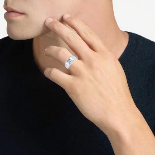 Emerald-Cut Mens Gemstone Engagement Ring 925 Sterling Silver 10K 14K 18K Gold Anniversary Ring for Men Husband Personalized4