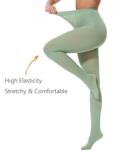 Image of DUCMODA Womens 80 Denier Opaque Tights, Women's Soft Solid Color Footed Pantyhose, High Waist Stocking with 30+ Colors