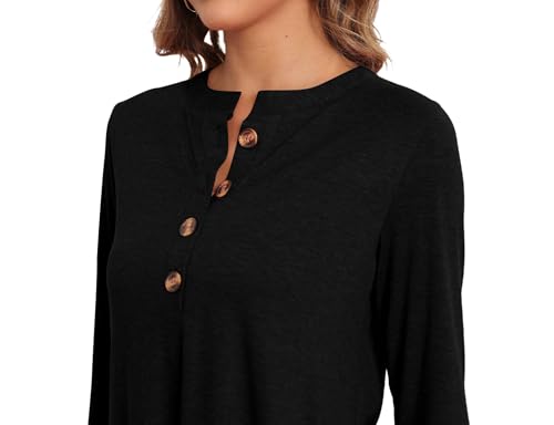 Naggoo Women's 3/4 Sleeve T-Shirts Crew Neck Buttons High Low Loose Casual Long Tunic Tops Blouses S-3XL3