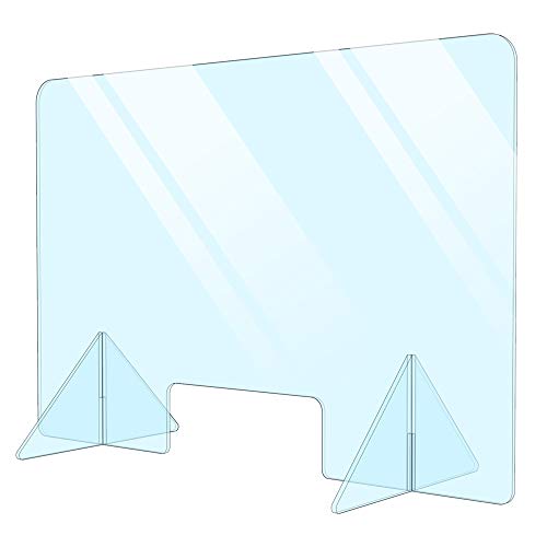 Plexiglass Sneeze Guard Shield for Counter Barrier from Sneezing. Cashier Protection Sneeze Guard for Desk and Countertops. Multiple Sizes Available