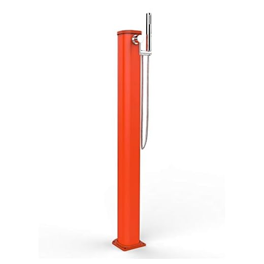 Ducha Clásica Con 2 Entradas De Agua Caliente Y Fría Arkema Jg145 2009 Jolly Go Color Naranja Estructura De Aluminio Barnizado Con Grifo Y Alcachofa De Mano