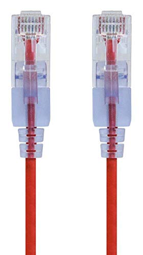Image of Monoprice Cat6A 5ft Red 10-Pk Patch Cable UTP 30AWG 10G Pure Bare Copper Snagless RJ45 SlimRun Series Ethernet Cable