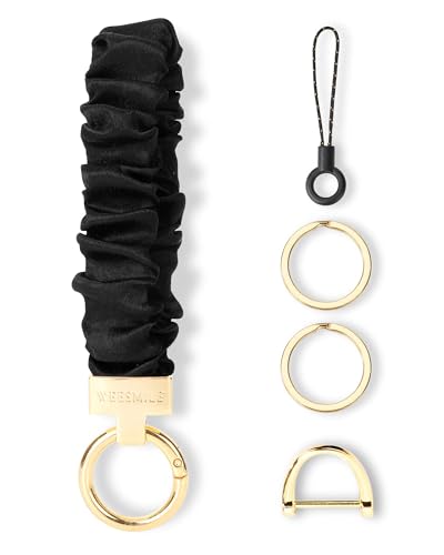 Image of WEESMILE Scrunchie Keychain Wristlet for Car Key Chain with D Key Ring