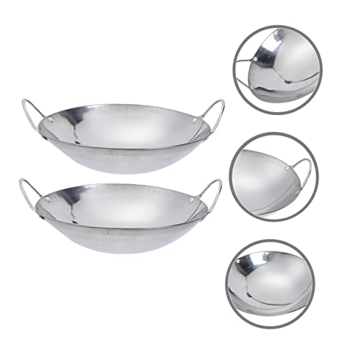 Sartén Wok de acero inoxidable, 2 piezas, con asas dobles miniatura 4