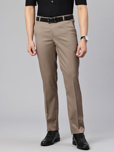 Image of Majestic Man Men's Slim Fit Solid Formal Trousers | Button and Zip | Side, Back Pockets | Italian Design | Office Wear /Executive Wear /Corporate Events /Business Meetings /Suit Pants