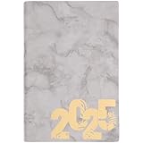 BESTonZON 年大理柄プランナーブック グレー 毎日 週間 月間スケジュール帳 多機能手帳 作業管理用 ポケット 男女兼用オフィス 学生用