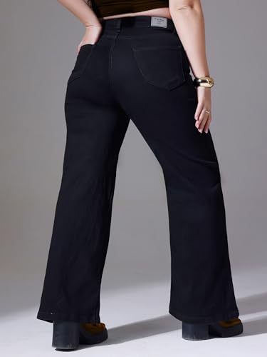 Image of Miss Chase A+ Women's Wide-Leg High Rise Regular-Length Stretchable Denim Jeans