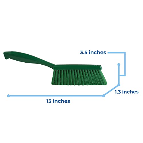 Image of Vikan 45872 Bench Cleaning Brush, Polypropylene /Polyester Soft Bristle Dustpan Brush & Sweeper With Handle, 14-Inch, Green