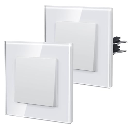 BSEED Interrupteur Mural, Interrupteur Va Et Vient Avec Griffes, Verre Interrupteur Lampe De Chevet, 1 Gang 1Way, 86mm, Blanc