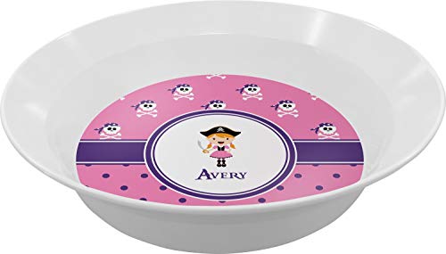Personalized Pink Pirate Melamine Bowl - 12 oz
