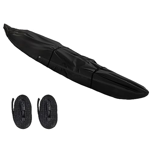 Seapisode Fade and Tear Resistant Trailerable Cover with Waterproof Zipper, 600D Marine Grade Heavy-Duty Waterproof Canoe Cover Fit for 10ft Kayak,Indoor/Outdoor Storage,Black