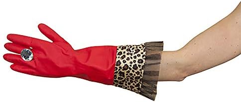 Diabolical Gifts DP0988 Red Leopard Washing Up Gloves