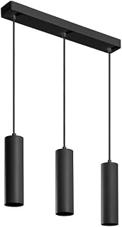 GTV lighting - Pendelleuchte Schwarz 3 Flammig LED TRESOS II für skandinavische minimalistische oder moderne Innenräume - Verstellbare Kabellänge - 3xGU10, Aluminium, IP20, max. 3x20W, Schwarz