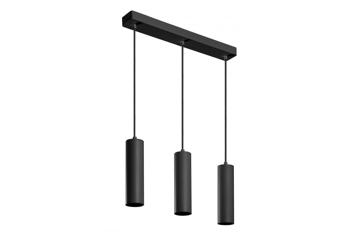 GTV lighting - Pendelleuchte Schwarz 3 Flammig LED TRESOS II für skandinavische minimalistische oder moderne Innenräume - Verstellbare Kabellänge - 3xGU10, Aluminium, IP20, max. 3x20W, Schwarz