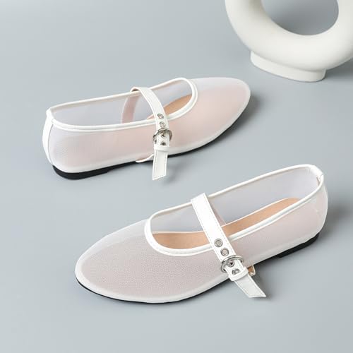 Mesh Ballet Flats Fishnet Ballerina Buckle Strap Shoes4