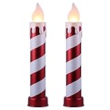 Mr. Christmas 36 in Red and White Striped Metallic Blow Mold Candles β Set of 2 Vintage-Inspired LED Christmas Decorations for Indoor or Outdoor Display