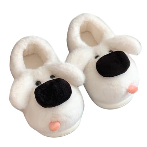 Dog Fuzzy Animal Slippers for Women & Men, Cute Fluffy Plush Warm Memory Foam House Slippers