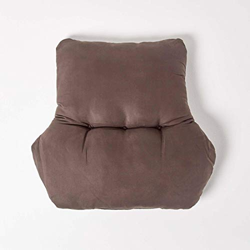 Homescapes Sessel-Rückenkissen braun 68x58 cm, Lendenkissen Sofa, 15 cm Dickes Rückenstützkissen Bett mit Velours-Bezug