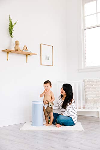 Image of Ubbi Steel Odor Locking Portable Diaper Disposal Bin, No Special Bag Required, Easy To Use, Modern Design, Diaper Pail, No Smell Nappy Bin, Child Proof Lock, Capacity of 55 Diapers, Cloudy Blue
