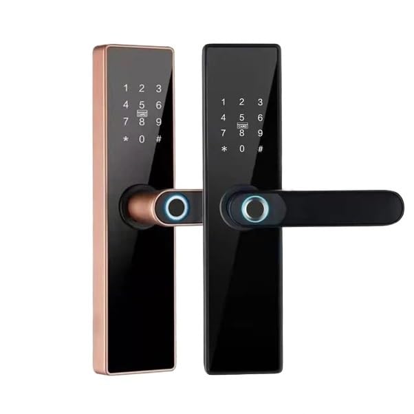 Zamek elektroniczny Bluetooth Inteligentny zamek do drzwi Blokada z użyciem linii papilarnych Hasło Karta elektroniczna Klucz inteligentnego domu Biuro Handlowe(28x300 6085,Nero)