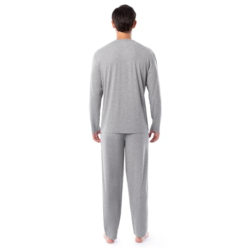 Fruit of the Loom Men's 360 Stretch Long Sleeve Henley Top and Pant Sleep Pajama Set2