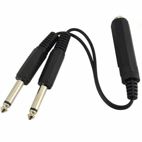Cable divisor 6.35 mm TRS hembra para separar audio estereo a dos mono 2