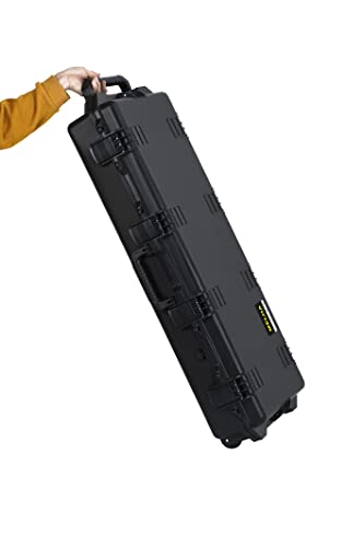 Meijia Portable Rolling Waterproof All Weather Rifle Hard Case With Wheels,Customizable Fit Foam Inserted, Lightweight Design,39.75"X16.5"X6.7" #TOP2