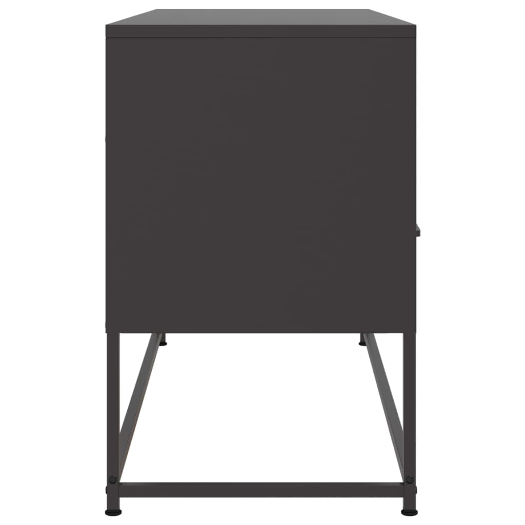 ZBZFGE Mobile TV Industriale in Acciaio Nero 100,5x39x60,5 cm, Dispone di 3 Scomparti Aperti e 3 Cassetti, Struttura Robusta per Soggiorno, Facile da Pulire e Assemblare