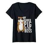 Femme Mon cochon d'Inde est le patron mignon propriétaire de cochon d'Inde T-Shirt avec Col en V