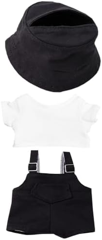 niannyyhouse 15cm 17cm Doll Clothes Hat White T-Shirt Overalls Doll Dressup (Black) niannyyhouse 15cm 17cm Doll Clothes Hat White T-Shirt Overalls Doll Dressup (Black)