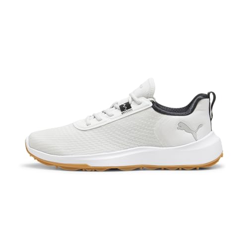 Puma Men's Fusion Crush Sport Golf Shoes - Fusionfoam Cushioning - 1 Year Waterproof Mesh - All-Day Comfort - Rubber Outsole Traction - Spikeless Design, 8.5 White