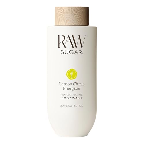 RAW SUGAR Lemon Citrus Energizer Gentle & Hydrating Body Wash 20 Fl Oz (Pack of 1) Moisturizing & Energizing Bath & Shower Gel Vegan Formulated without SLS/SLES & Parabens