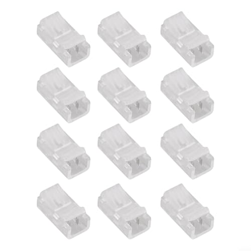 Bulevisiter - Lot de 12 connecteurs LED 2 broches 8 mm pour COB et bandes lumineuses – Clips fixes transparents, pas de soudure nécessaire