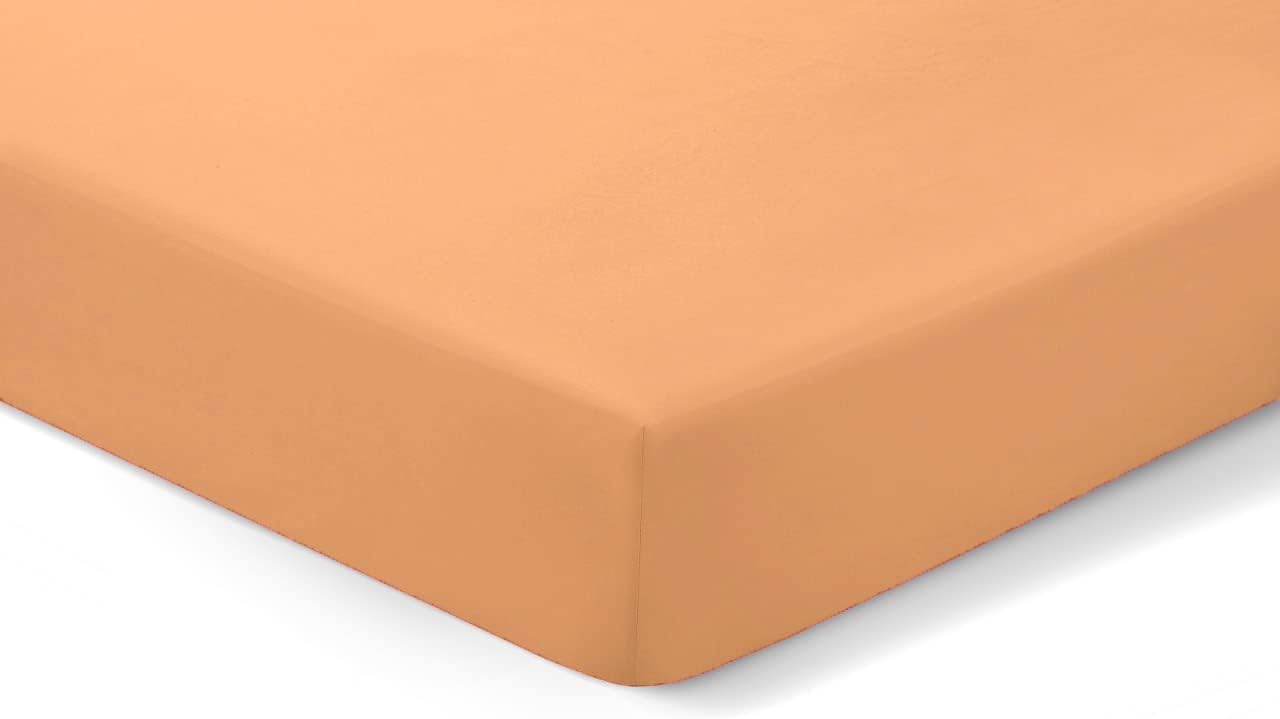 Adsin Fitted Sheet Super Soft Deep 10 inch (25 cm) Soft Brushed Polycotton Fabric Wrinkle and Fade Resistant Fitted Sheet (Double,Ochre)