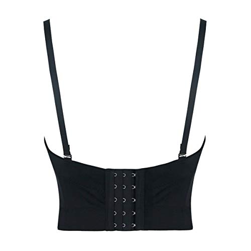 Image of Charmian Women's Colorful Rhinestone Push Up Bra Clubwear Bustier Crop Top | Underwire Padded Bra, Detachable Shoulder Straps, Plastic Boned