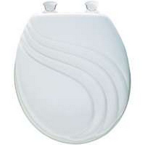 Mayfair Never Loosens Round White Molded Wood Toilet Seat