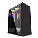 Price comparison product image iONZ KZ08B V3 PC Gaming Computer Case M/ATX Classic Black Midi Tower Tempered Glass with 3 FRGB Fans